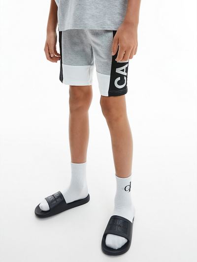 Calvin Klein Ruhák HU378949 | Calvin Klein Colour Block Jogger Fiu Rövidnadrág Világos Szürke
